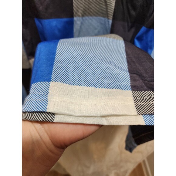 LA MODE WOMEN 2X BLUE PLAID NEW BLOUSE CHECKERED NAUTICAL WORK SHEER OFFICE FARM - Picture 5 of 15